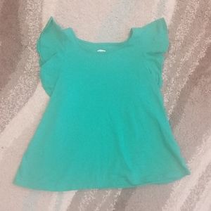 Girls Green Flutter Sleeve Blouse